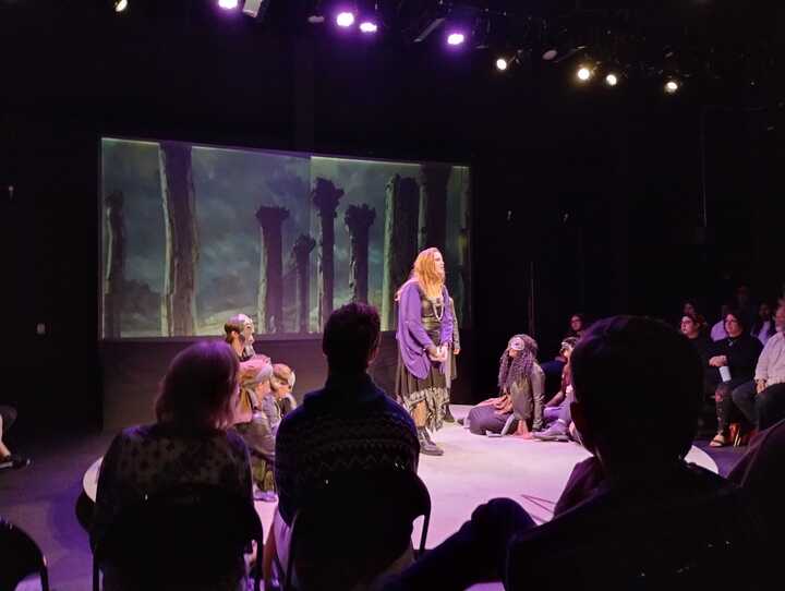 The audience surrounds the stage in Pellissippi State's production of Antigone.