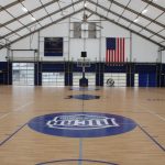 Photo showing the empty basketball court at Pellissippi State Community College.