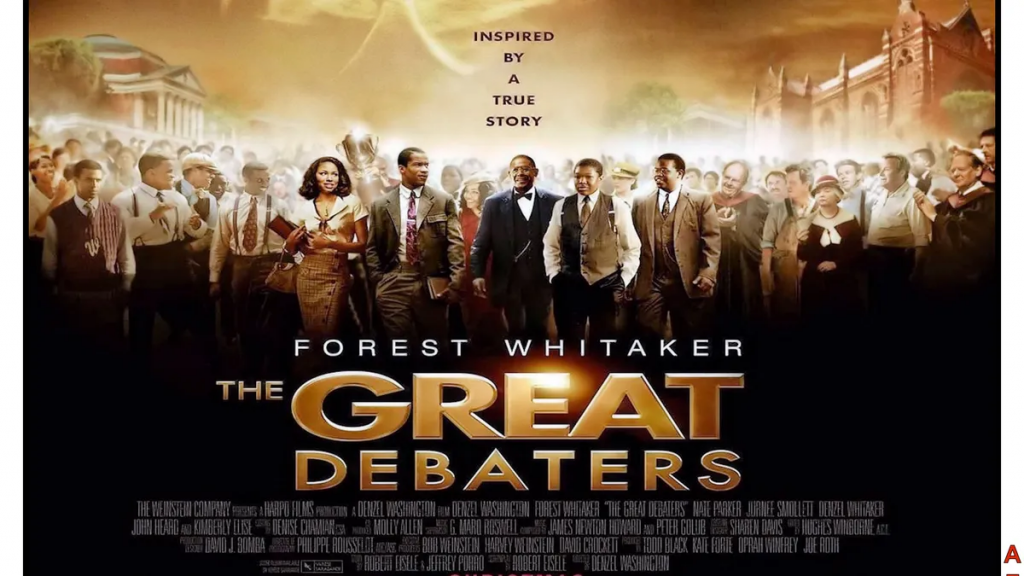 Movie poster for The Great Debaters featuring a crowd of people walking toward the camera.