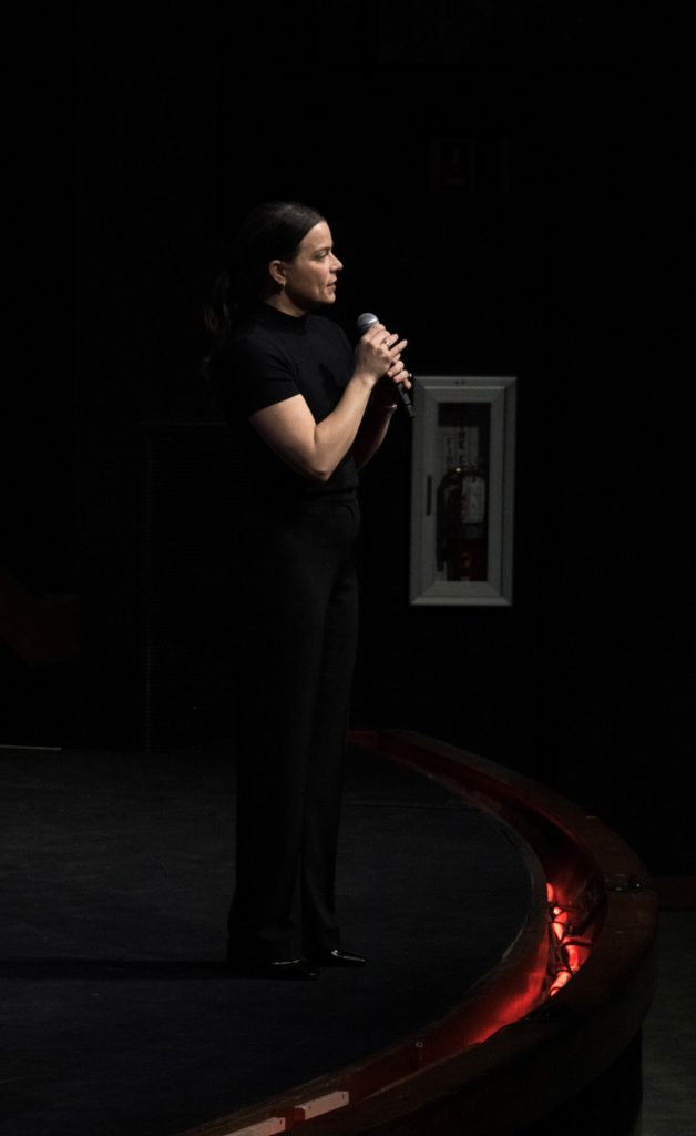 Meagan Humphreys addressing the crowd about her Pellissippi State Concert Chorale, the non-auditioned choir group.